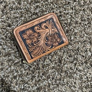 Brown Floral Leather Wallet